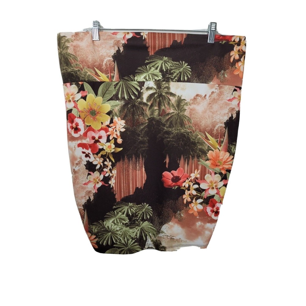 Torrid Size 1 Floral Mini Pencil Skirt Floral  orange Stretch Flowers tropical